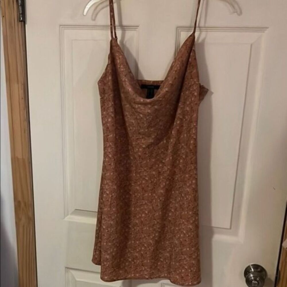 Forever 21 Nude / light brown Brown Floral mono Slip Dress size large
